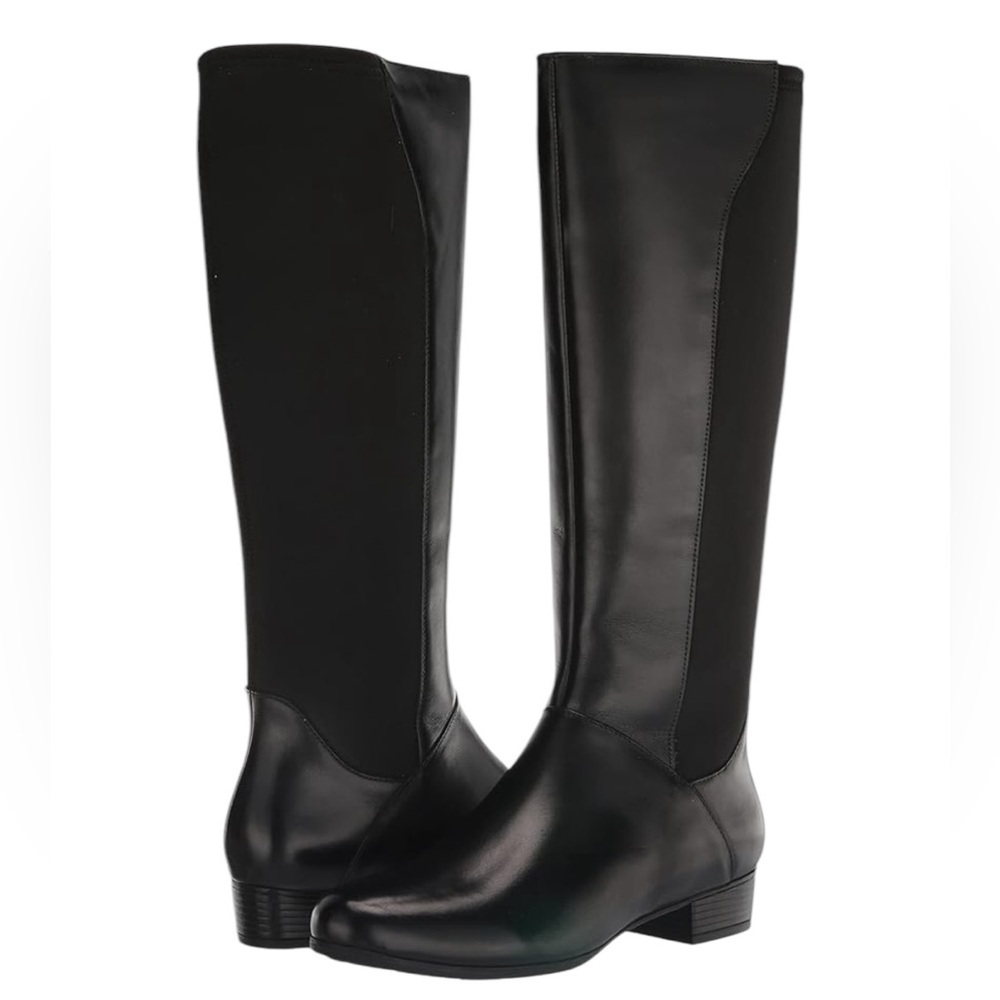 Trotters Black Leather Knee Boots Women Size 10N Lucia Too Comfort MSRP $245